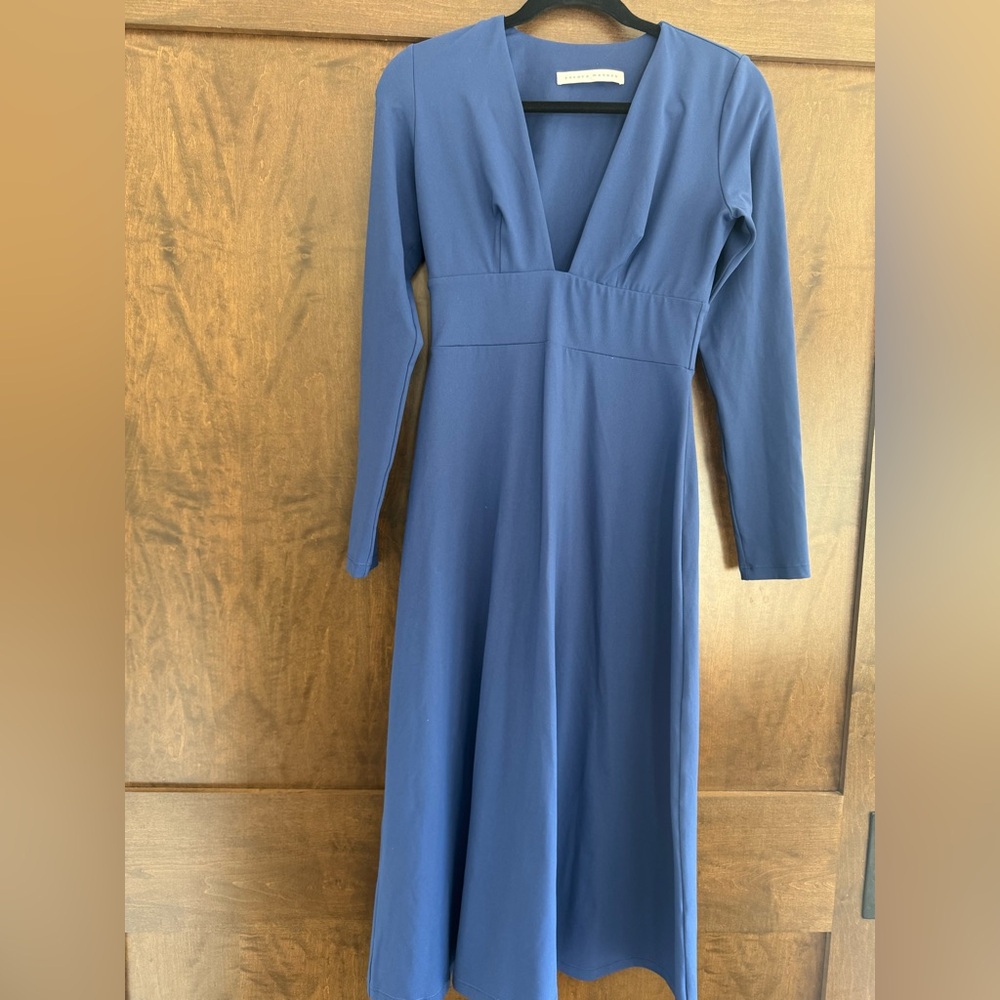 NWOT Susana Monaco V Neck Blue Midi Dress